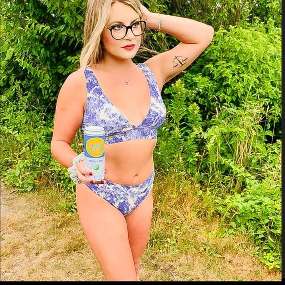 Tie dye bikini swimsuit plunge high waisted